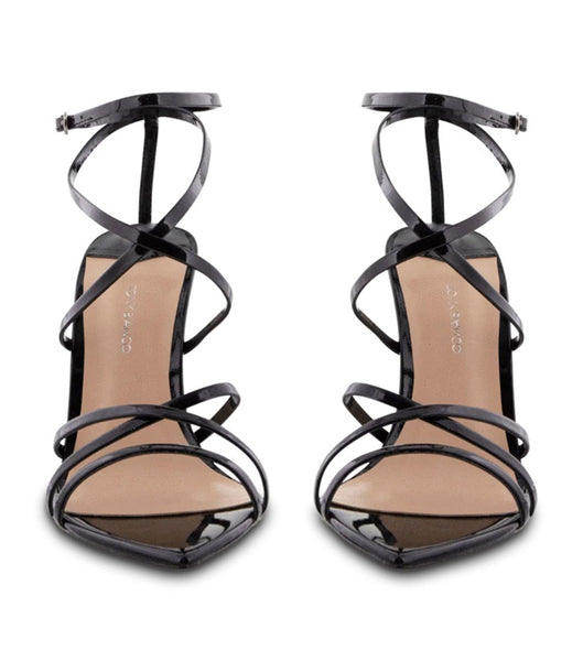 Black Tony Bianco Marcy Black Patent 10.5cm Strappy Heels | DILKV77088