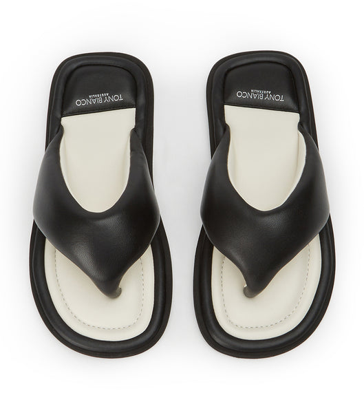 Black Tony Bianco Nikki Black Nappa Thong Sandals | ILEGJ52299