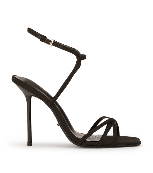 Black Tony Bianco Nomad Black Crepe 10.5cm Strappy Heels | ILJKU47203