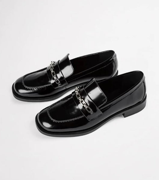 Black Tony Bianco Rebecca Black Hi Shine 2.5cm Loafers | ZILMJ68752