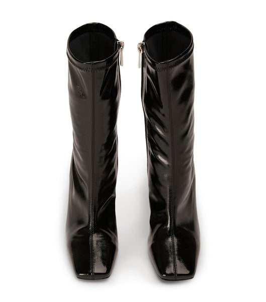 Black Tony Bianco Remie Black Crinkle Patent 10.5cm Heeled Boots | LILSX26896