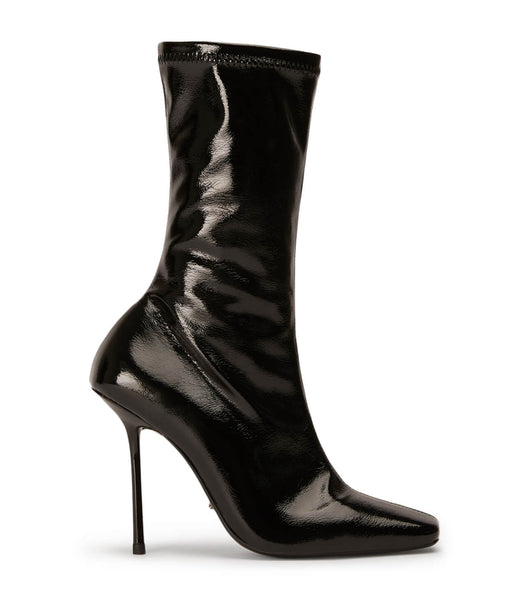 Black Tony Bianco Remie Black Crinkle Patent 10.5cm Heeled Boots | LILSX26896