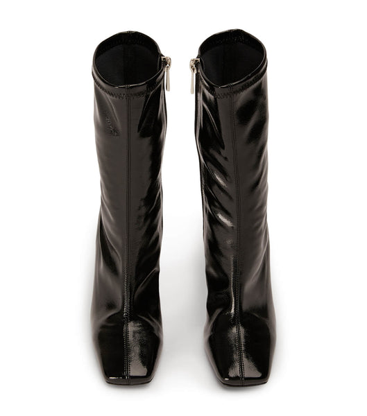 Black Tony Bianco Remie Black Crinkle Patent 10.5cm Stiletto Boots | LILTR74423