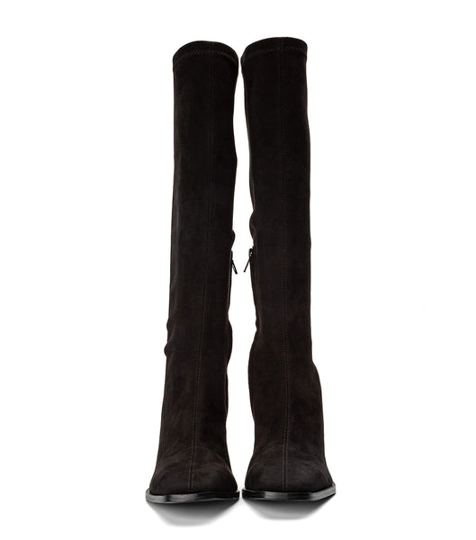 Black Tony Bianco Renae Black Stretch Suede 8.5cm Heeled Boots | PILQX65233