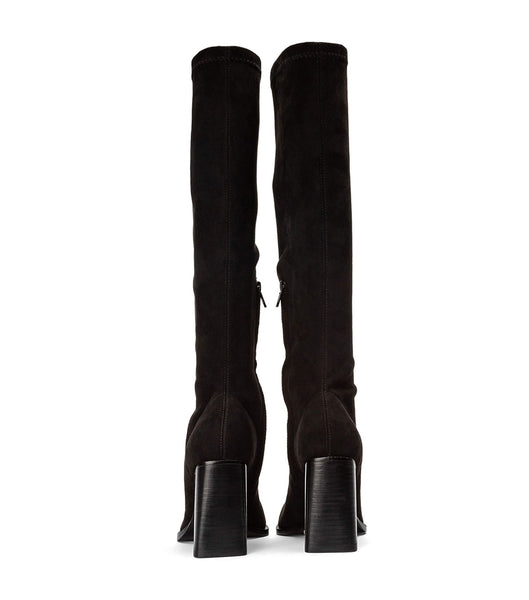 Black Tony Bianco Renae Black Stretch Suede 8.5cm Mid Calf Boots | SILNY40548