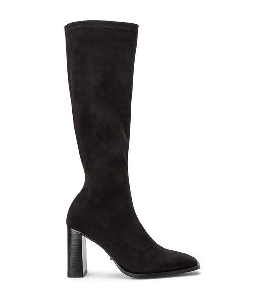 Black Tony Bianco Renae Black Stretch Suede 8.5cm Mid Calf Boots | SILNY40548