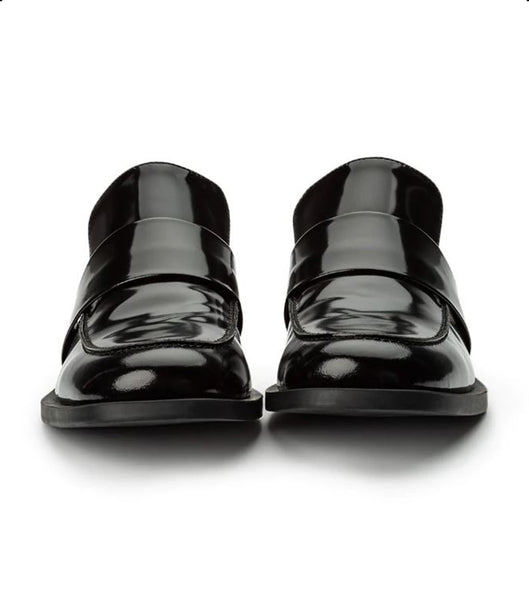 Black Tony Bianco Rovin Black Hi Shine 2.5cm Loafers | BILSO28334