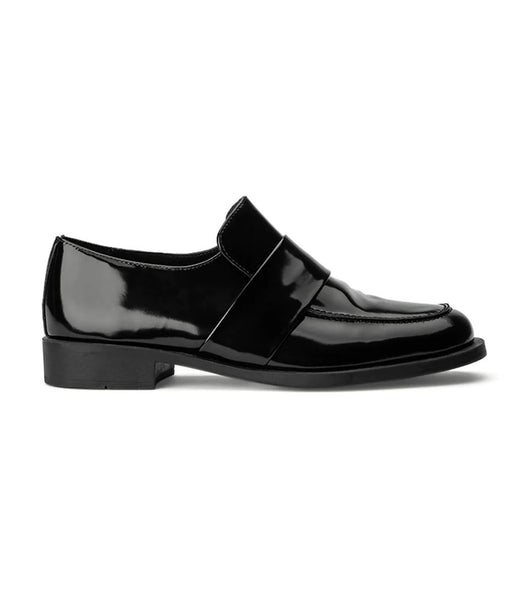 Black Tony Bianco Rovin Black Hi Shine 2.5cm Loafers | BILSO28334