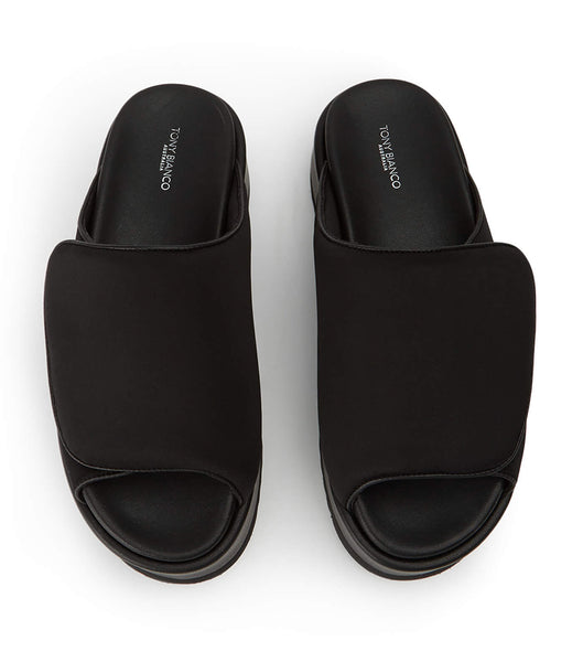 Black Tony Bianco Roxana Black Scuba 6cm Slides | ILEGJ17348