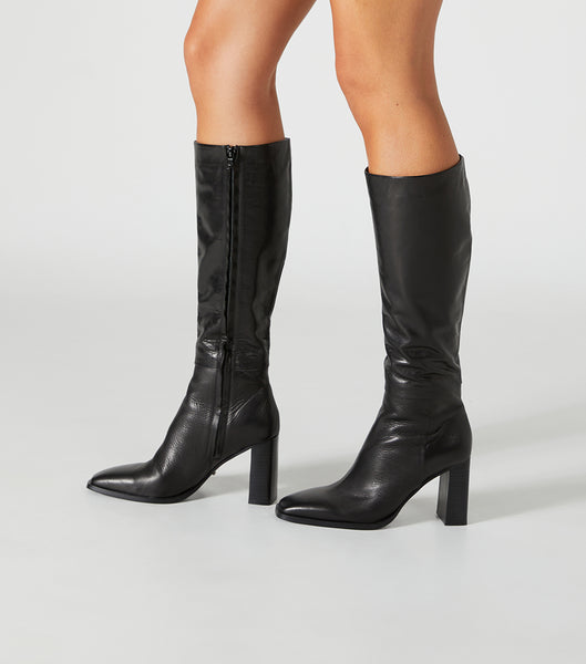 Black Tony Bianco Rylee Black Venice 8.5cm Knee High Boots | BILSD72030