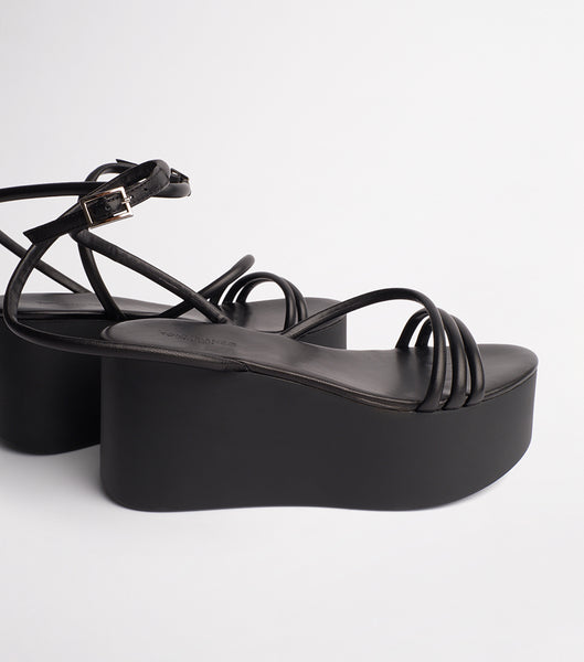 Black Tony Bianco Tory Black Sheep Nappa 9.5cm Strappy Heels | LILSX20122