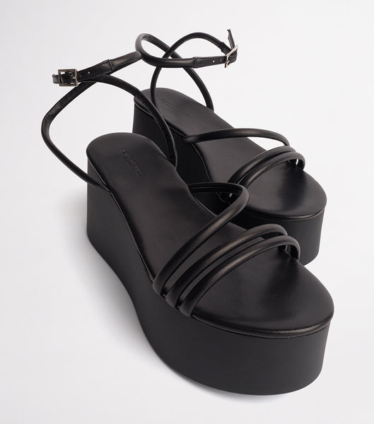 Black Tony Bianco Tory Black Sheep Nappa 9.5cm Strappy Heels | LILSX20122