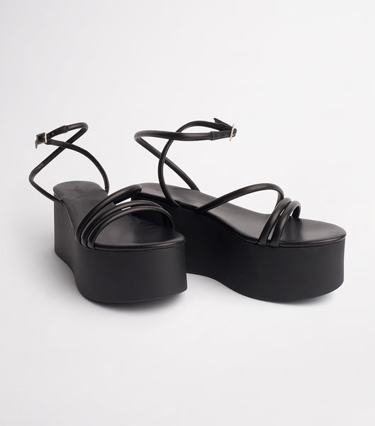 Black Tony Bianco Tory Black Sheep Nappa 9.5cm Strappy Heels | LILSX20122