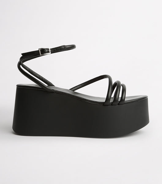 Black Tony Bianco Tory Black Sheep Nappa 9.5cm Strappy Heels | LILSX20122