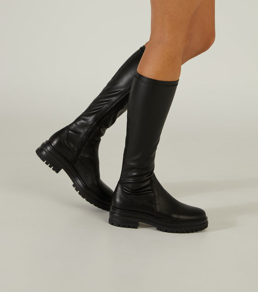 Black Tony Bianco Waze Black Venice/Black Venezia 4.5cm Knee High Boots | ILJKU33339