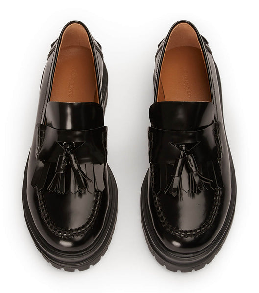 Black Tony Bianco Willow Black Hi Shine 4.5cm Loafers | GILUC44998