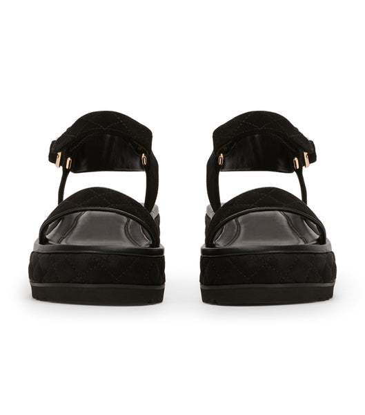 Black Tony Bianco Zahara Black Suede 6cm Flat Sandals | FILUI72068