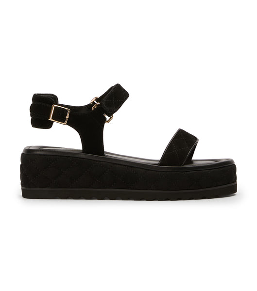 Black Tony Bianco Zahara Black Suede 6cm Flat Sandals | FILUI72068