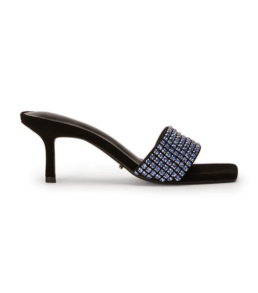 Blue / Black Tony Bianco Amos Blue Crystal/Black Suede 6.5cm Low Heels | DILKV65384