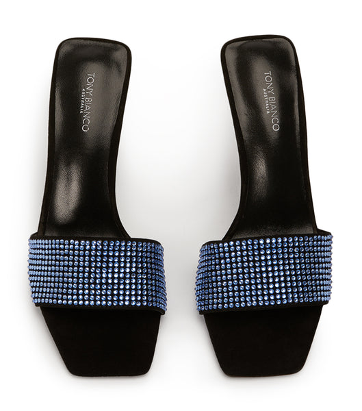 Blue / Black Tony Bianco Naomi Blue Crystal/Black Suede 10.5cm Stiletto Heels | ILJVR57279