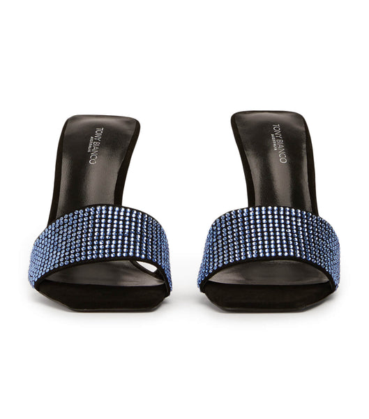 Blue / Black Tony Bianco Naomi Blue Crystal/Black Suede 10.5cm Bling Heels | ILNZX56683