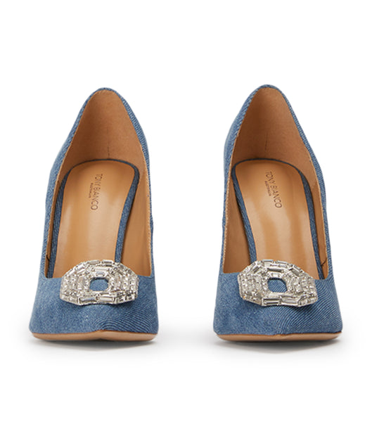 Blue Tony Bianco Alison Washed Denim 10.5cm Court Shoes | MILHR97163