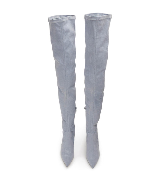 Blue Tony Bianco Avah Denim Stretch 10.5cm Stretch Boots | GILEC23193