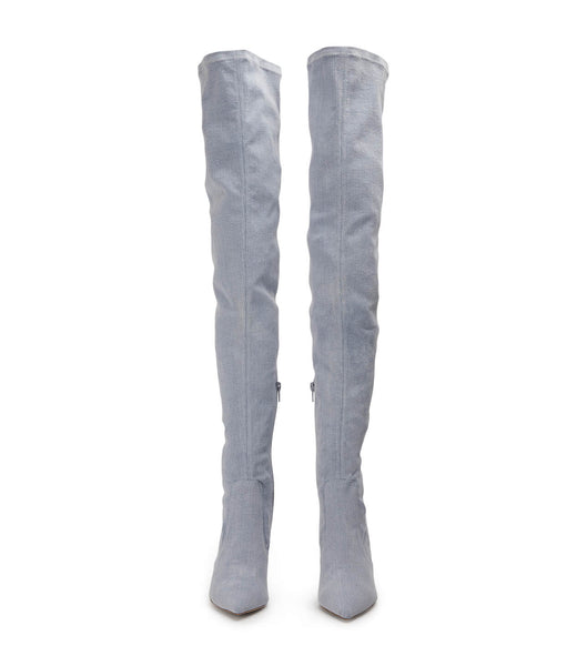 Blue Tony Bianco Avah Denim Stretch 10.5cm Heeled Boots | YILGT62672