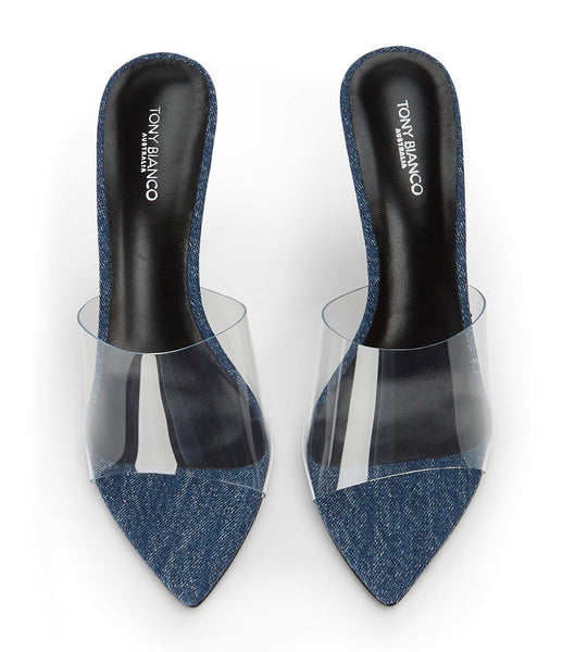 Blue Tony Bianco Mylo Clear Vinylite/Blue Denim 10.5cm Event Heels | ILJKU48861