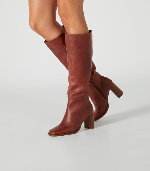 Brown Tony Bianco Asher Cognac 8.5cm Heeled Boots | XILBH28974