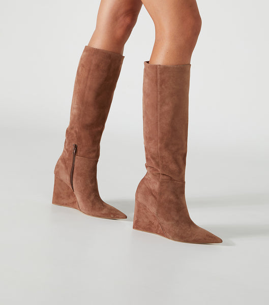 Brown Tony Bianco Drake Saddle Suede 9.5cm Knee High Boots | UILND37076