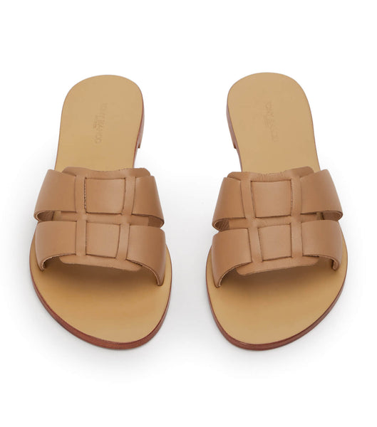 Brown Tony Bianco Force Camel 1cm Flat Sandals | ILJVR90887