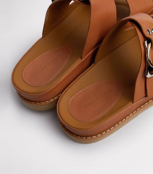 Brown Tony Bianco Hunter Tan Como 3.5cm Slides | ILEGJ71399