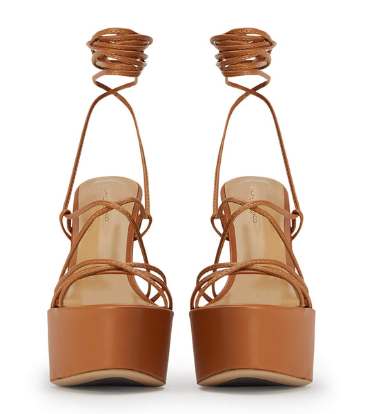 Brown Tony Bianco Jemma Tan Como 14cm Platform Shoes | DILVO92713