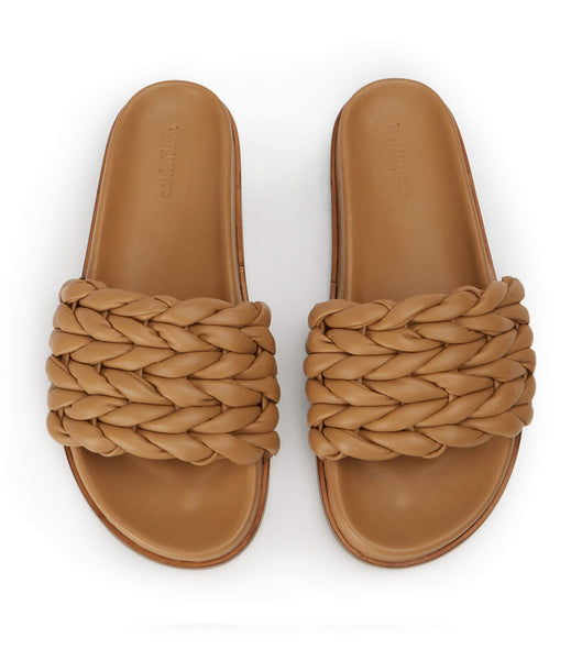 Brown Tony Bianco Layton Biscuit Nappa Flat Sandals | DILVO46608