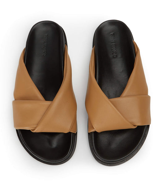 Brown Tony Bianco Lora Biscuit Nappa 1.5cm Slides | ILEAH62250