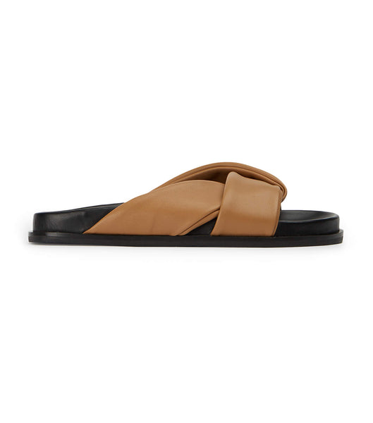 Brown Tony Bianco Lora Biscuit Nappa 1.5cm Slides | ILEAH62250