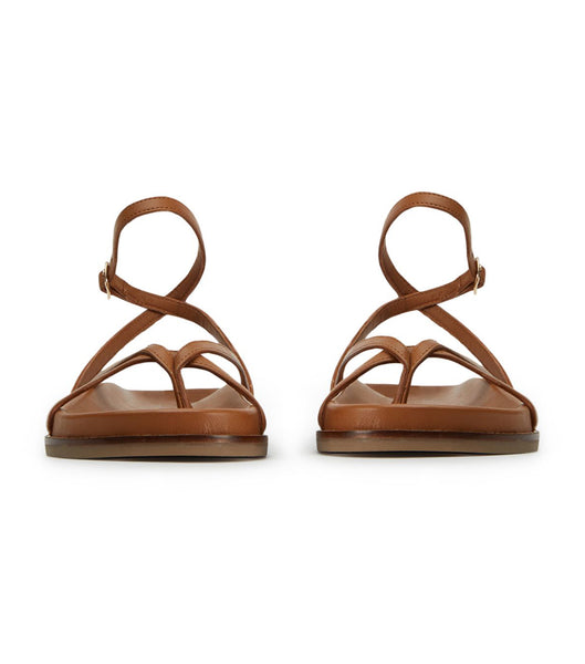 Brown Tony Bianco Lucie Tan Nappa 1.5cm Flat Sandals | ILQCS19090