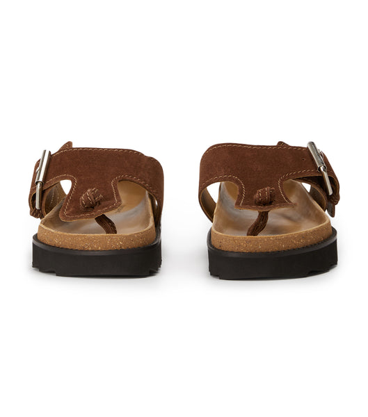 Brown Tony Bianco Marlo Choc Suede 3cm Flat Sandals | EILHC95634