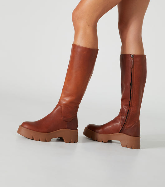 Brown Tony Bianco Rage Cognac 5.5cm Knee High Boots | DILKV88481