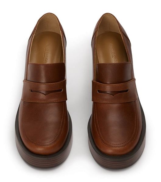 Brown Tony Bianco Taranto Cognac 9cm Loafers | ILXMI82874