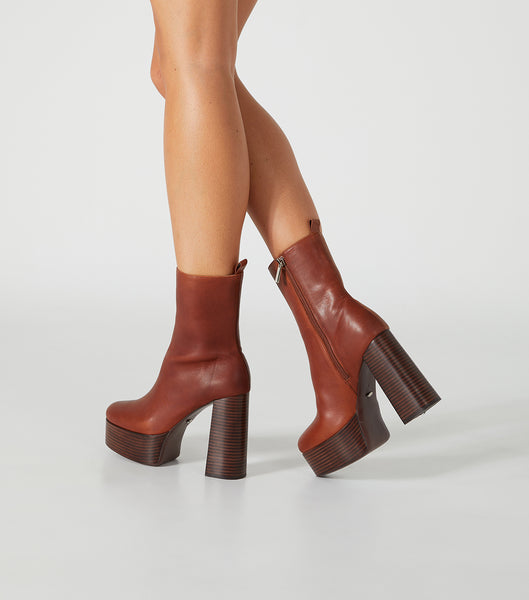 Brown Tony Bianco Tyra Cognac 12cm Ankle Boots | BILSO96983