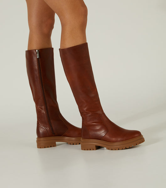 Brown Tony Bianco Wanda Cognac 4.5cm Combat Boots | ILJVR68948