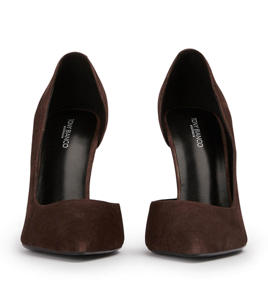 Chocolate Tony Bianco Alyx Espresso Suede 10.5cm Event Heels | LILSX57744