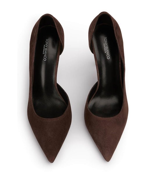 Chocolate Tony Bianco Alyx Espresso Suede 10.5cm Court Shoes | LILTR90909