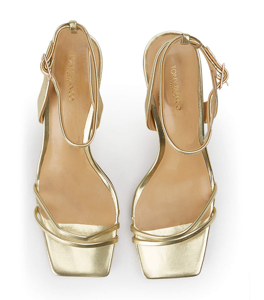 Gold / Metal Tony Bianco Camelia Gold Nappa Metallic 8.5cm Low Heels | DILVO26829