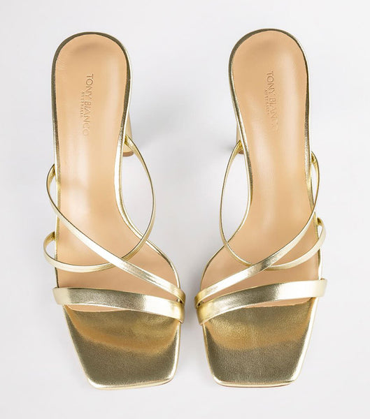 Gold / Metal Tony Bianco Fior Gold Nappa Metallic 11cm Strappy Heels | EILVG82443