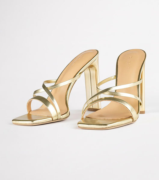 Gold / Metal Tony Bianco Fior Gold Nappa Metallic 11cm Strappy Heels | EILVG82443