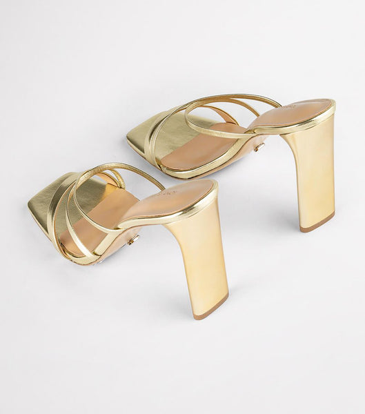 Gold / Metal Tony Bianco Fior Gold Nappa Metallic 11cm Strappy Heels | EILVG82443