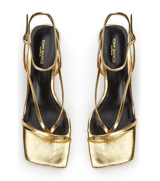 Gold Tony Bianco Avi Gold Foil 6.5cm Low Heels | BILSD24760